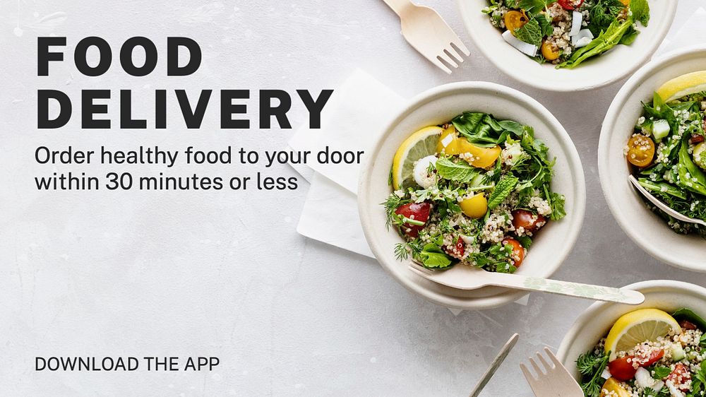 Food delivery blog banner template, editable design