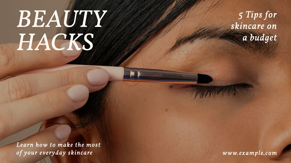 Beauty hacks  blog banner template, editable text