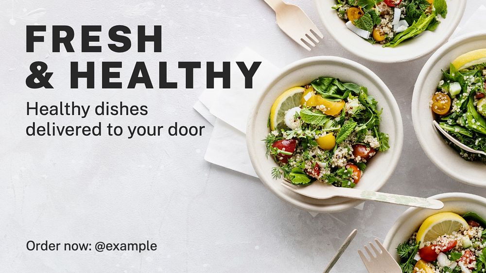 Fresh & healthy food blog banner template, editable design