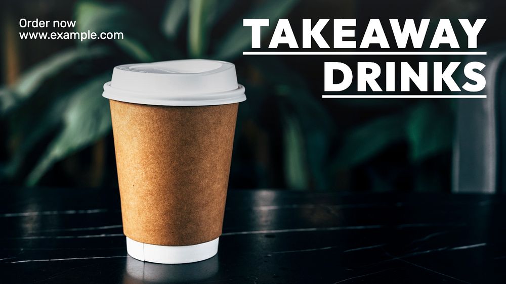 Takeaway drinks blog banner template, editable design