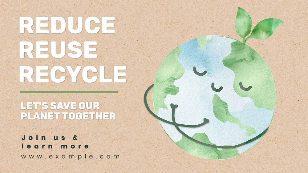 Reduce reuse recycle  blog banner template, editable text