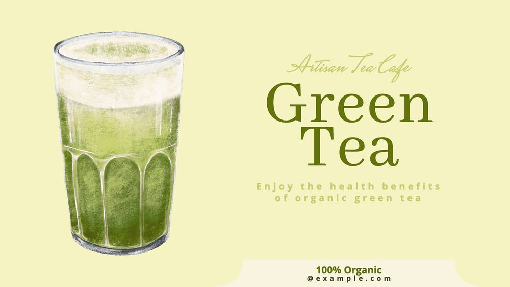 Green tea Facebook cover template, editable design