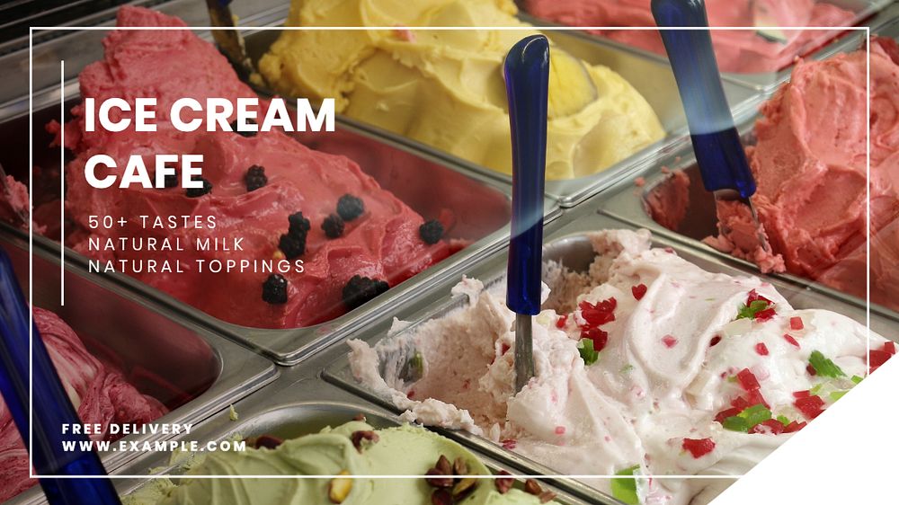 Ice cream cafe blog banner template, editable design