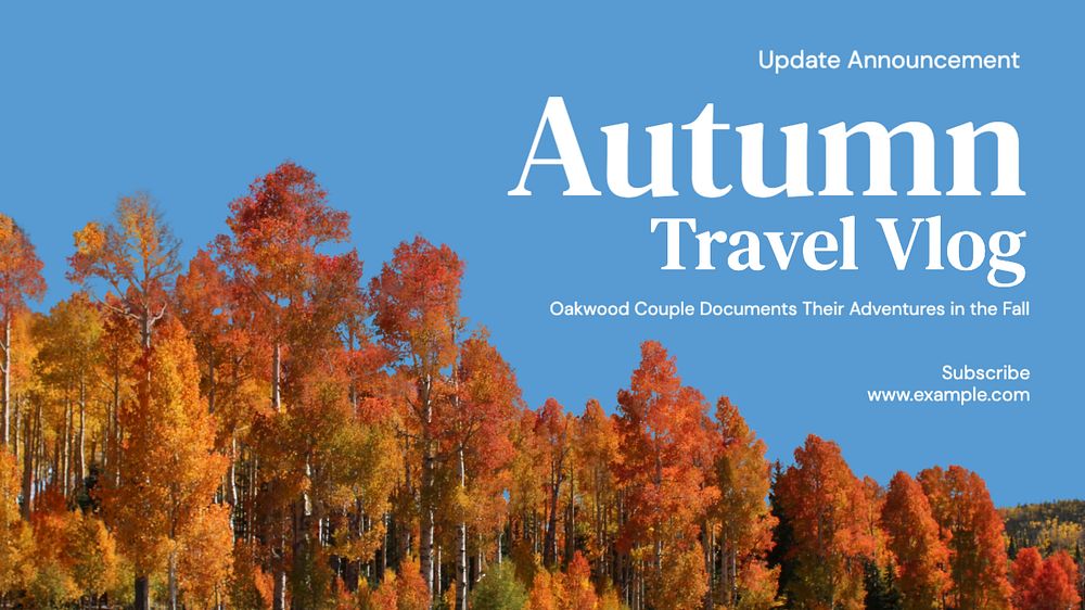 Autumn travel blog banner template, editable text