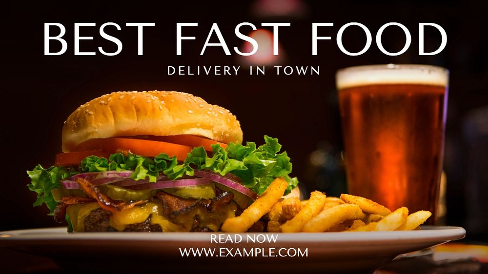 Fast food blog banner template, editable design