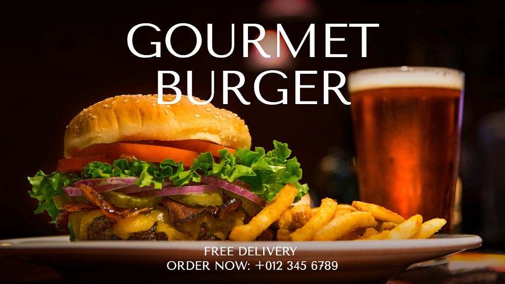 Gourmet burger blog banner template, editable design