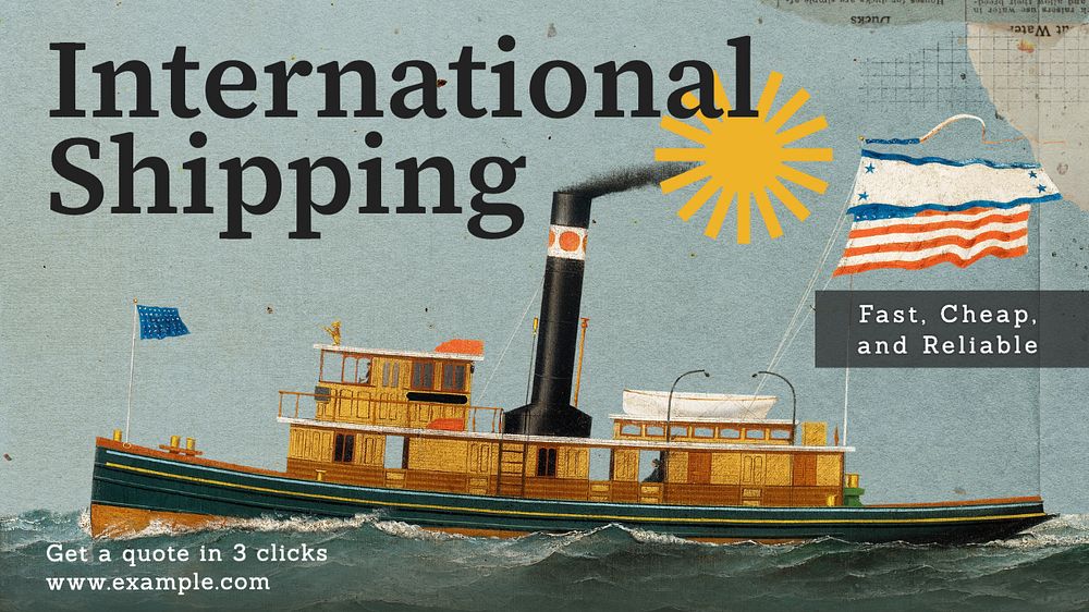 International shipping  blog banner template, editable text