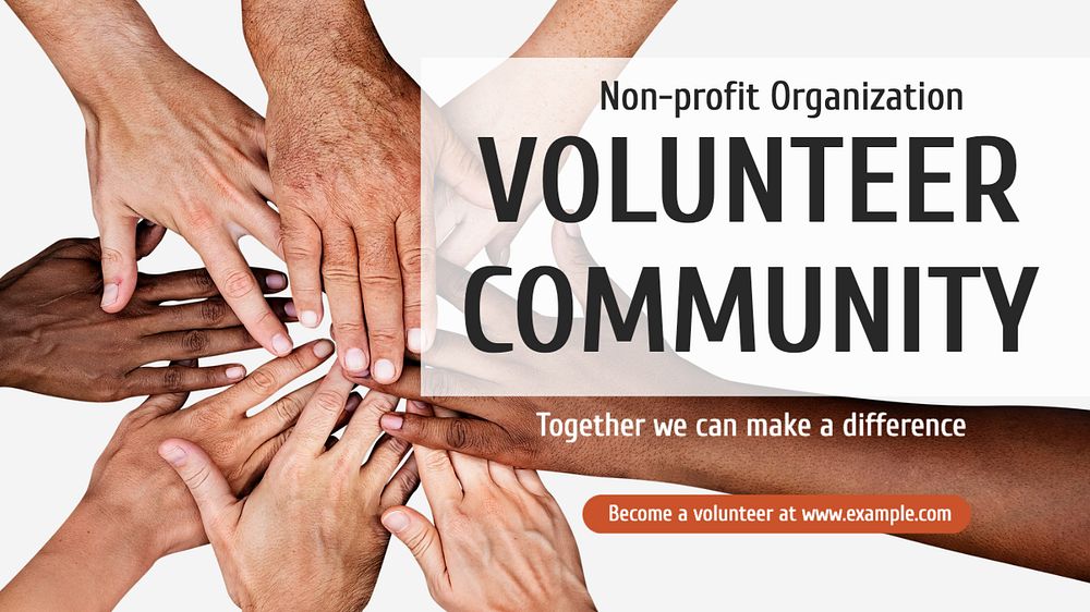 Volunteer community  blog banner template, editable text