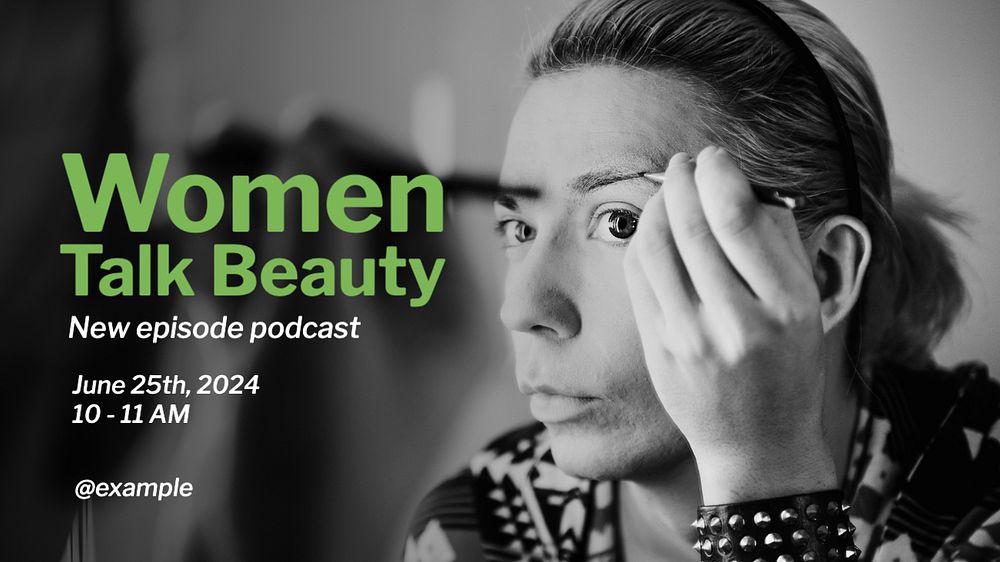 Women's beauty podcast blog banner template, editable text