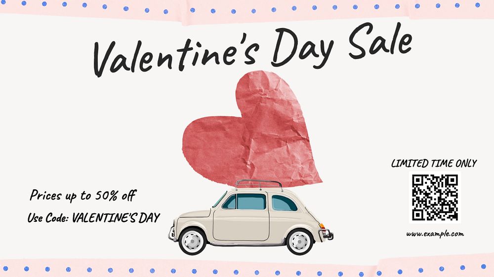 Valentine's Day sale  blog banner template, editable text