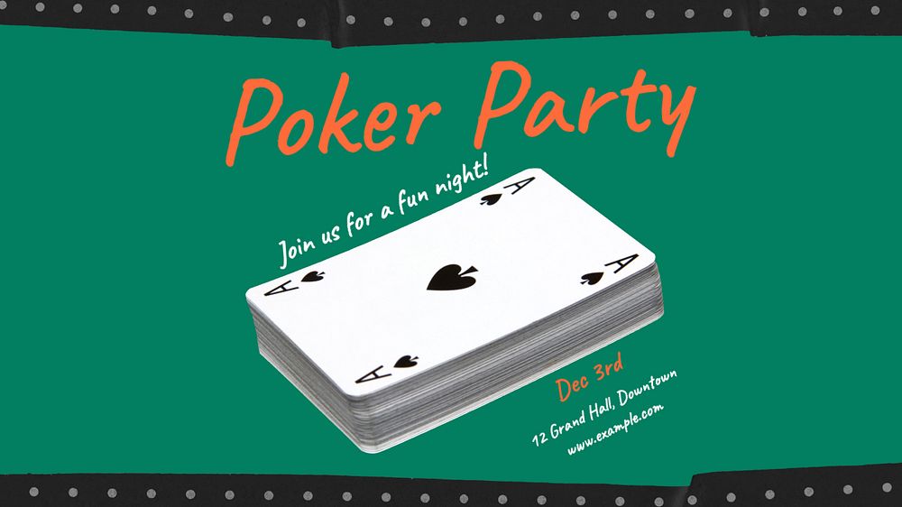 Poker party  blog banner template, editable text