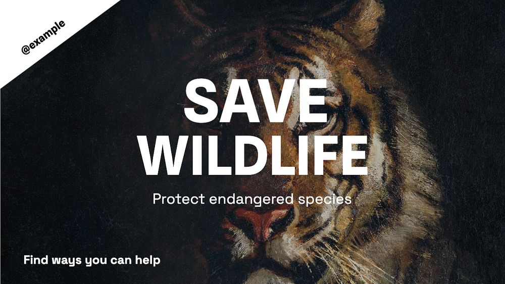 Save wildlife  blog banner template, editable text