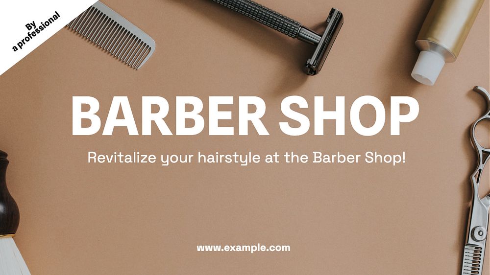 Barber shop  blog banner template, editable text