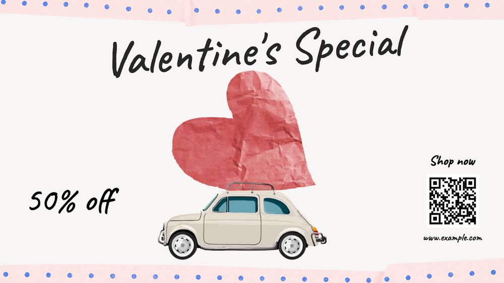 Valentine's special  blog banner template, editable text