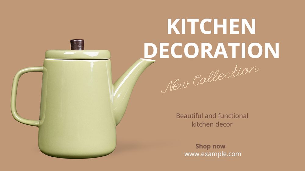 Kitchen decoration  blog banner template, editable text