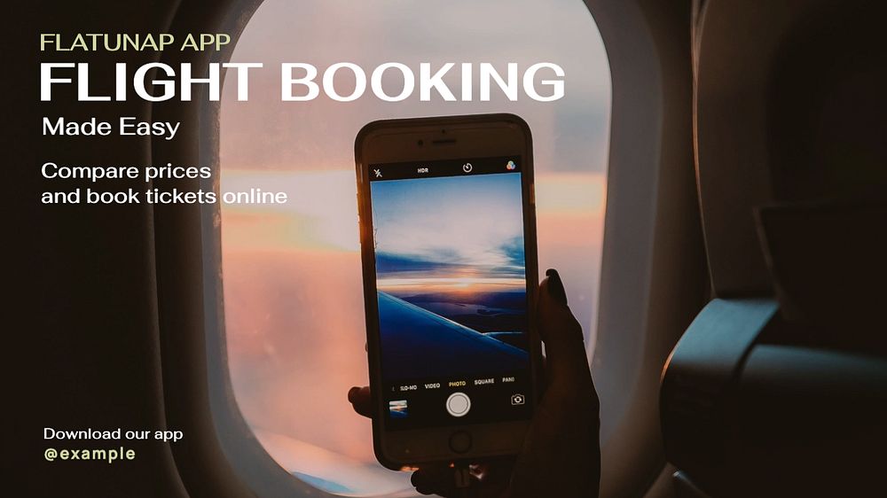 Flight booking  blog banner template, editable text