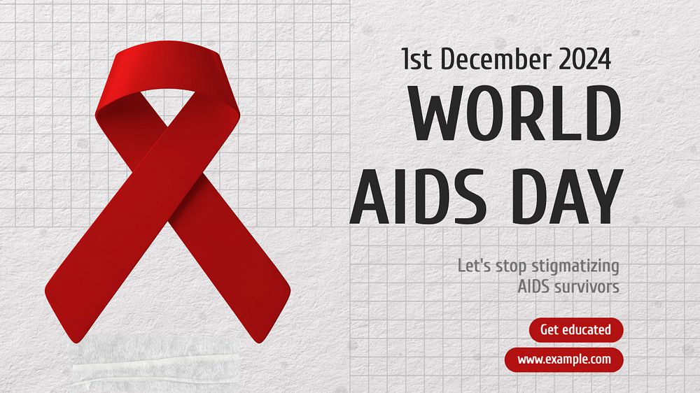 World aids day  blog banner template, editable text