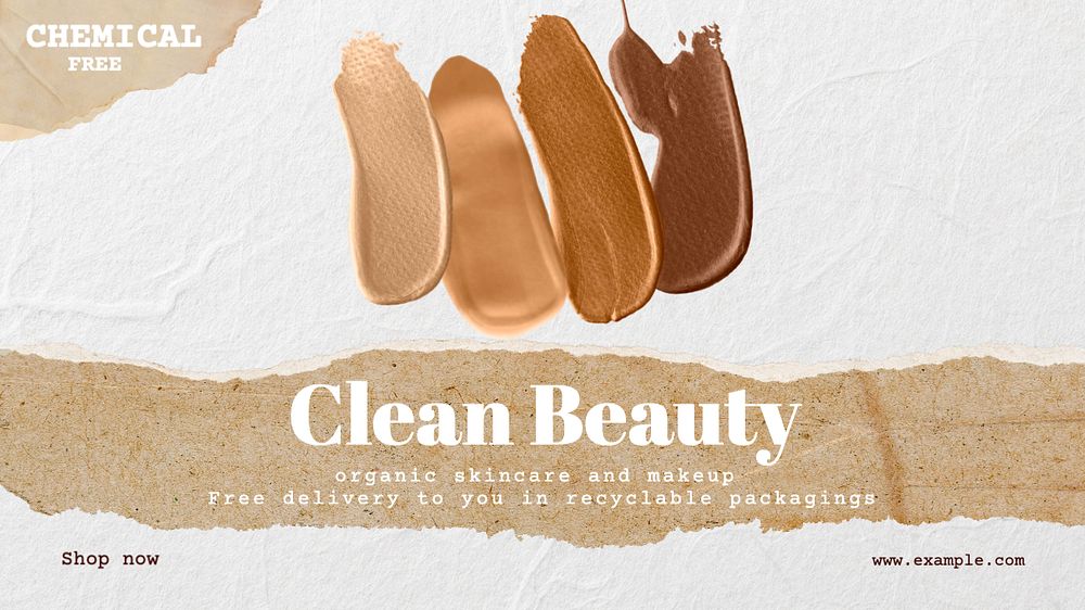 Clean beauty blog banner template, editable text