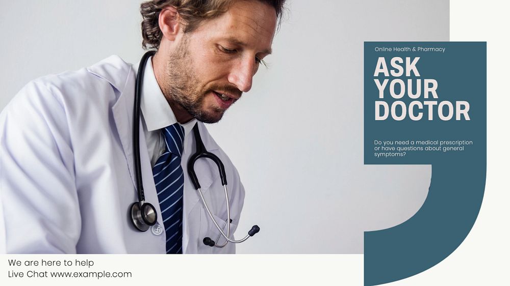 Online doctor  blog banner template, editable text