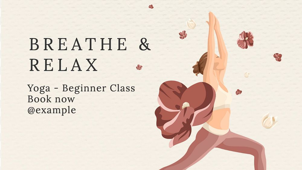 Breathe & relax, yoga blog banner template, editable text