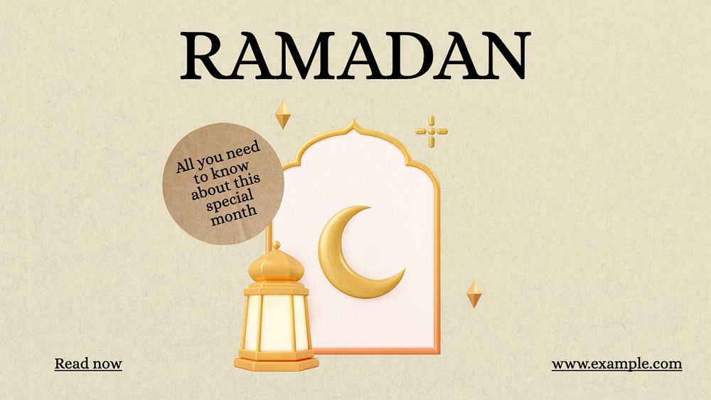 Ramadan blog banner template, editable text