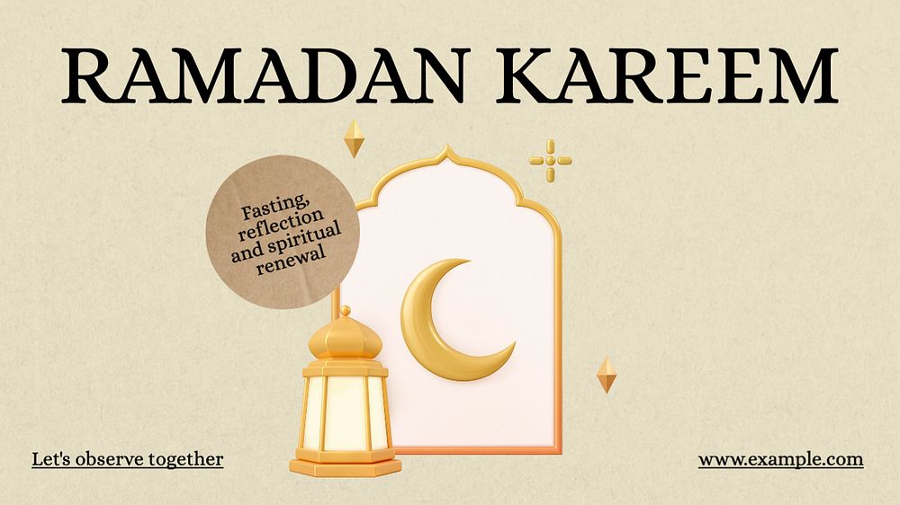 Ramadan Kareem blog banner template, editable text