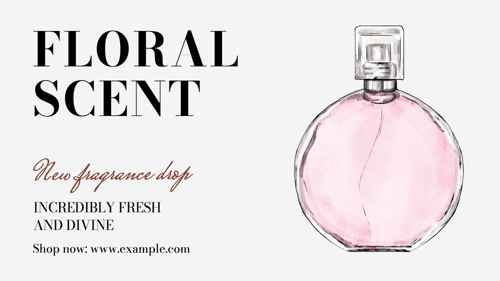 Floral perfume  blog banner template, editable text