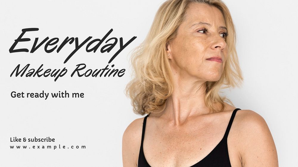 Everyday makeup routine blog banner template, editable text