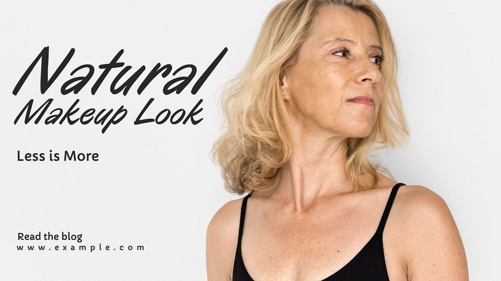 Natural makeup look blog banner template, editable text