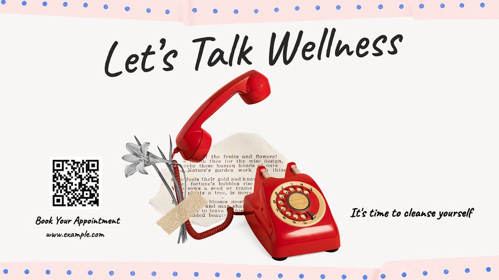 Wellness  blog banner template, editable text