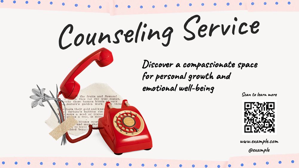 Counseling  blog banner template, editable text