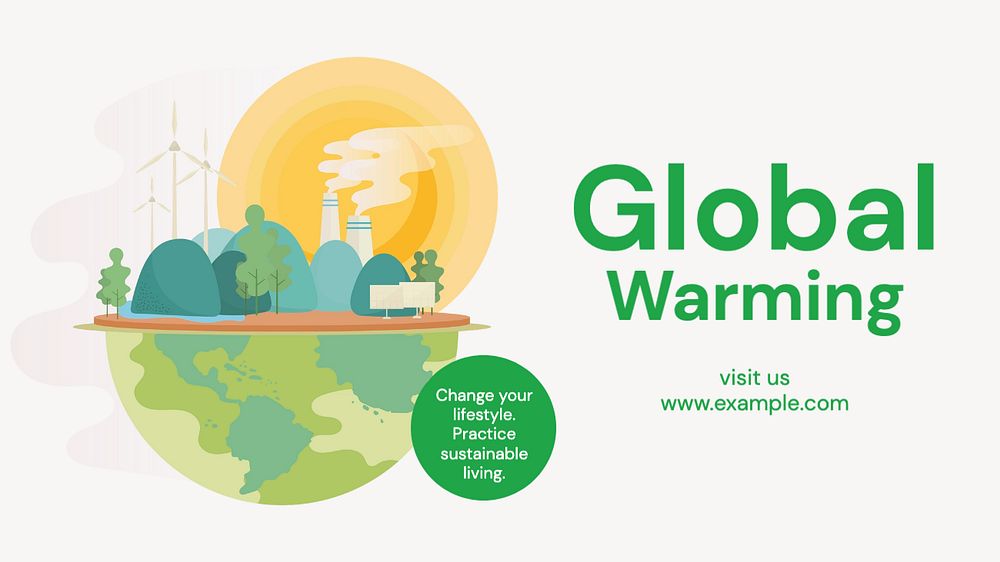 Global warming  blog banner template, editable text