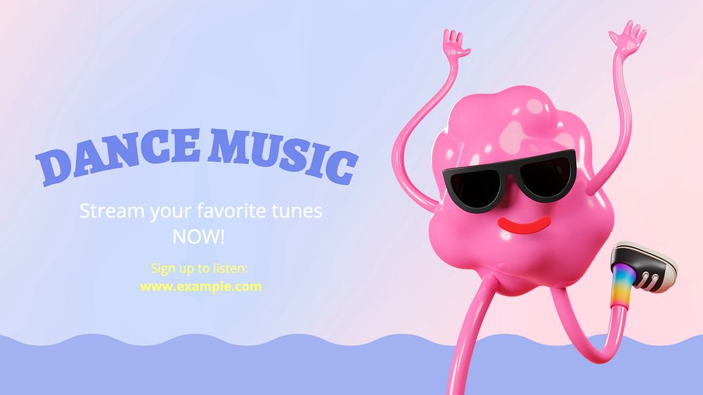 Dance music blog banner template, editable text