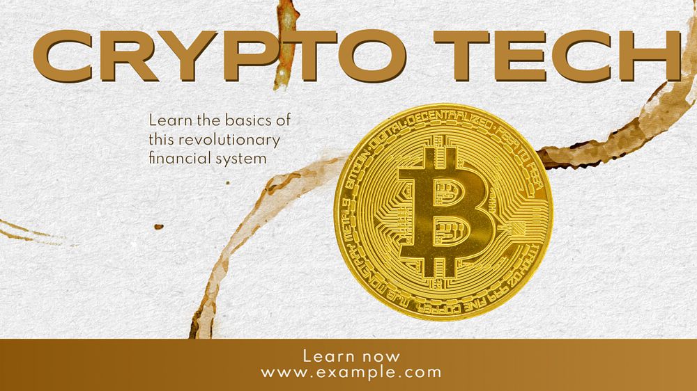 Crypto tech  blog banner template, editable text