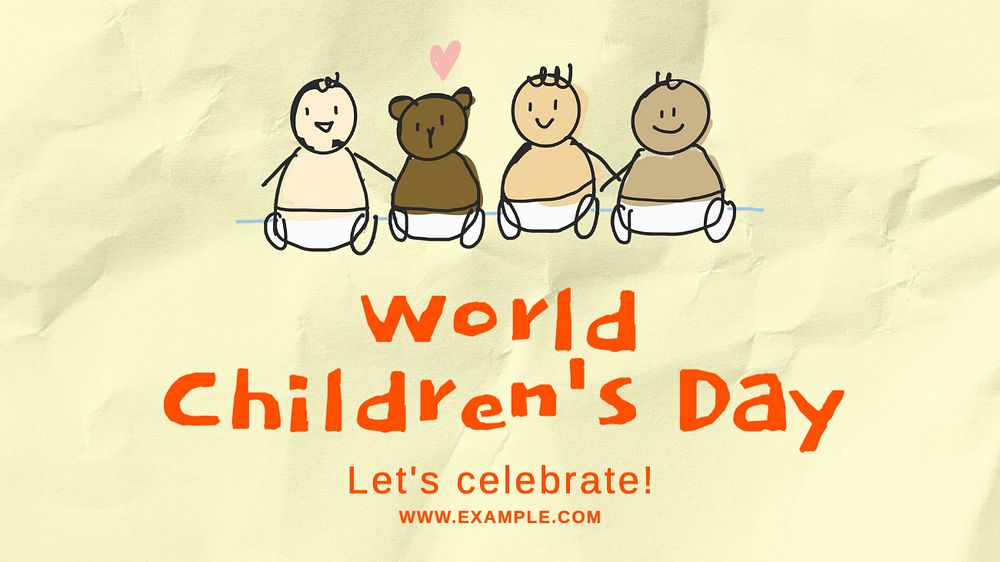 Children's day  blog banner template, editable text