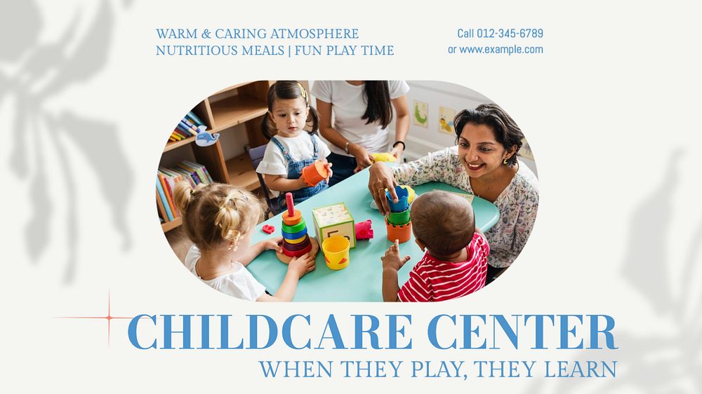 Childcare center  blog banner template, editable text