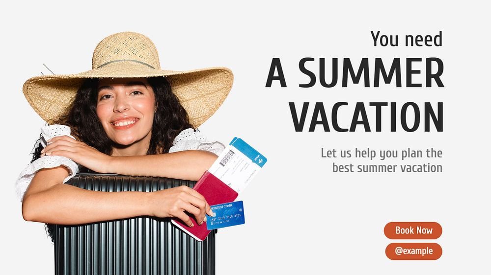 Summer vacation  blog banner template, editable text