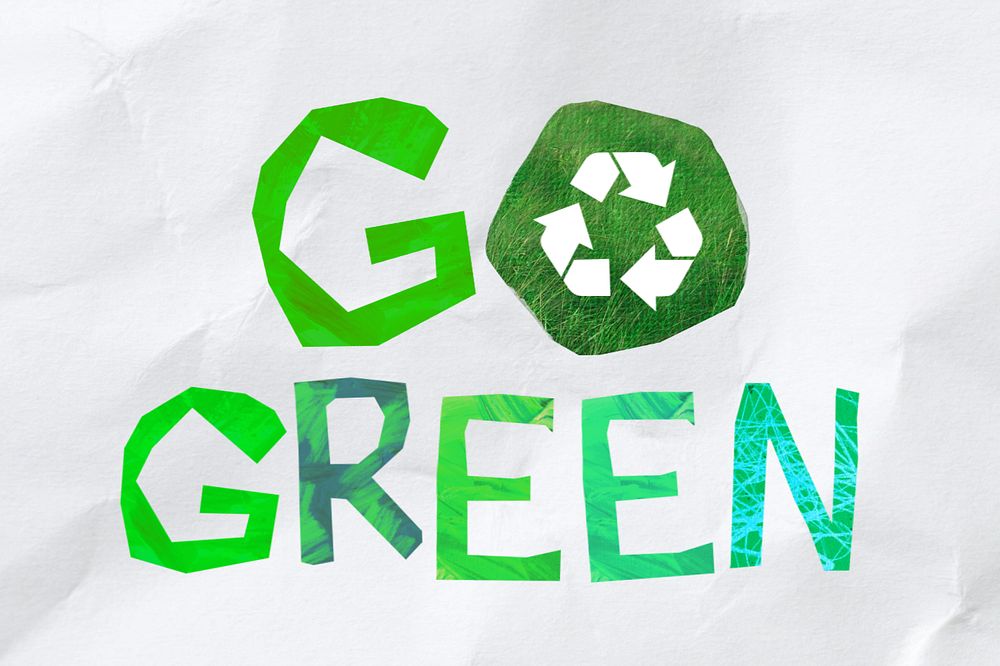 Go green word, environment paper craft, editable design