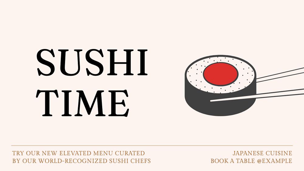 Sushi time blog banner template, editable text