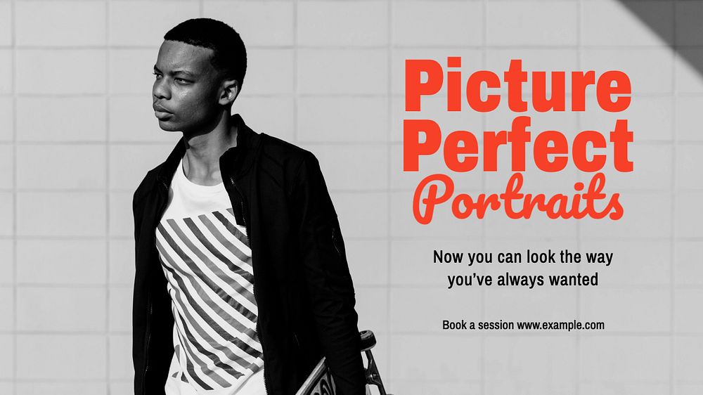 Picture perfect portraits blog banner template, editable text