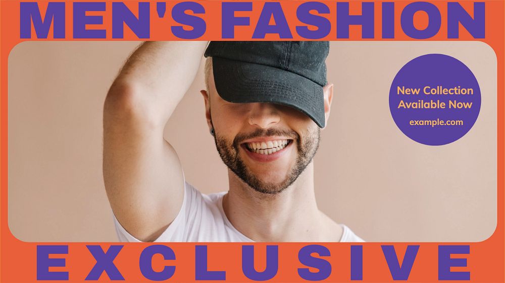 Men's fashion  blog banner template, editable text