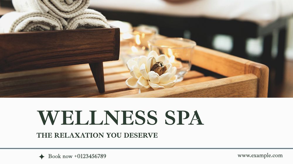 Wellness spa  blog banner template, editable text