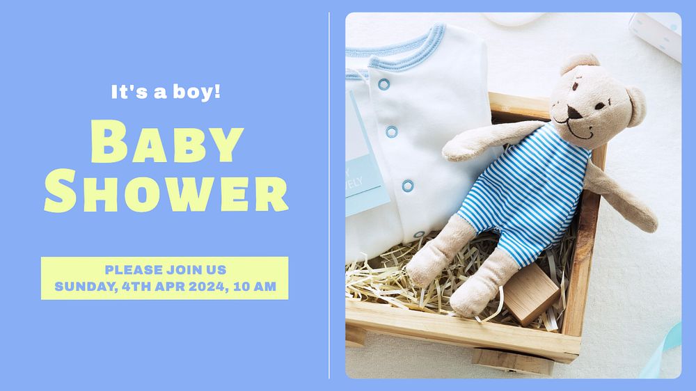 Baby shower  blog banner template, editable text