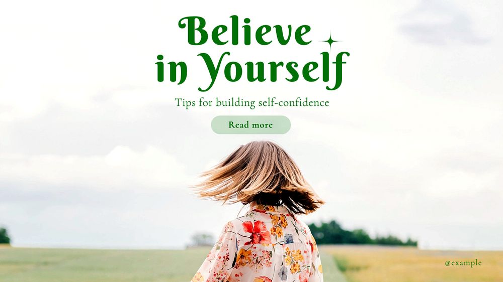 Believe in yourself  blog banner template, editable text