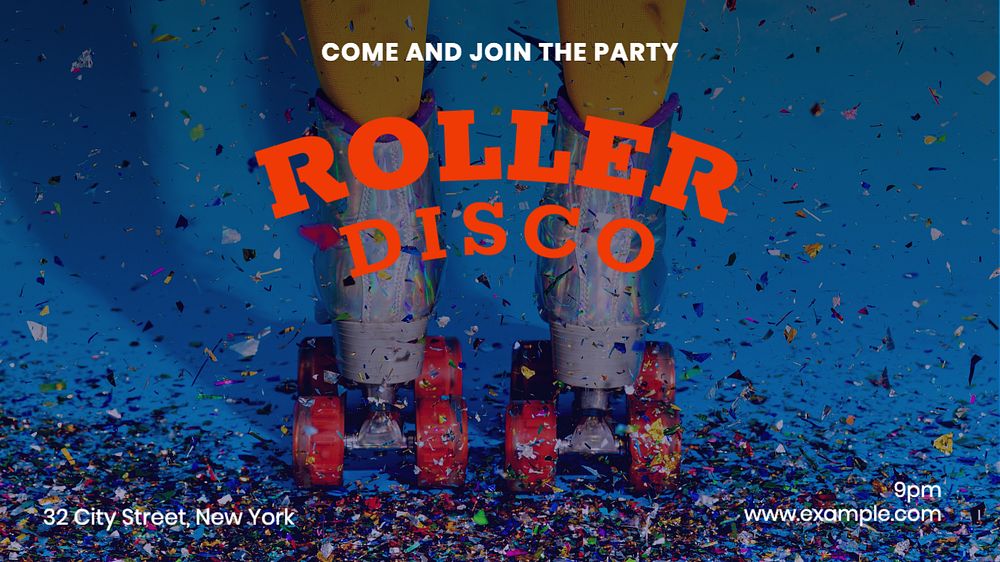 Roller disco  blog banner template, editable text