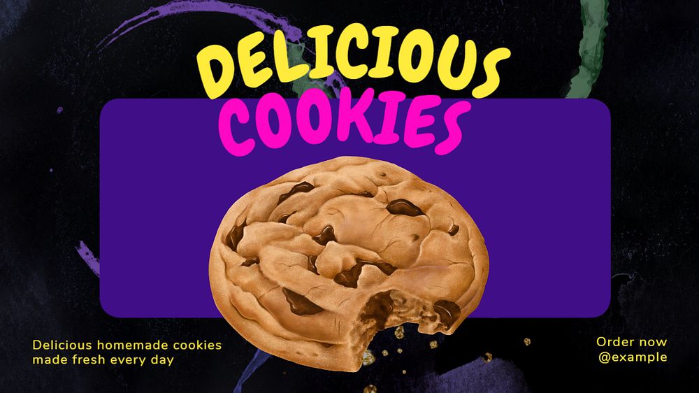 Delicious cookies blog banner template, editable text