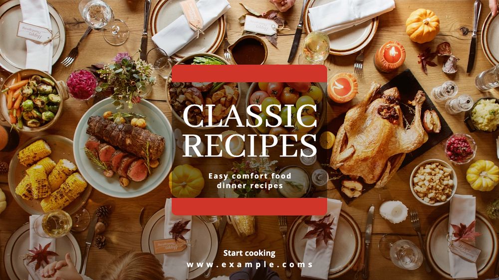 Food recipes blog banner template, editable text