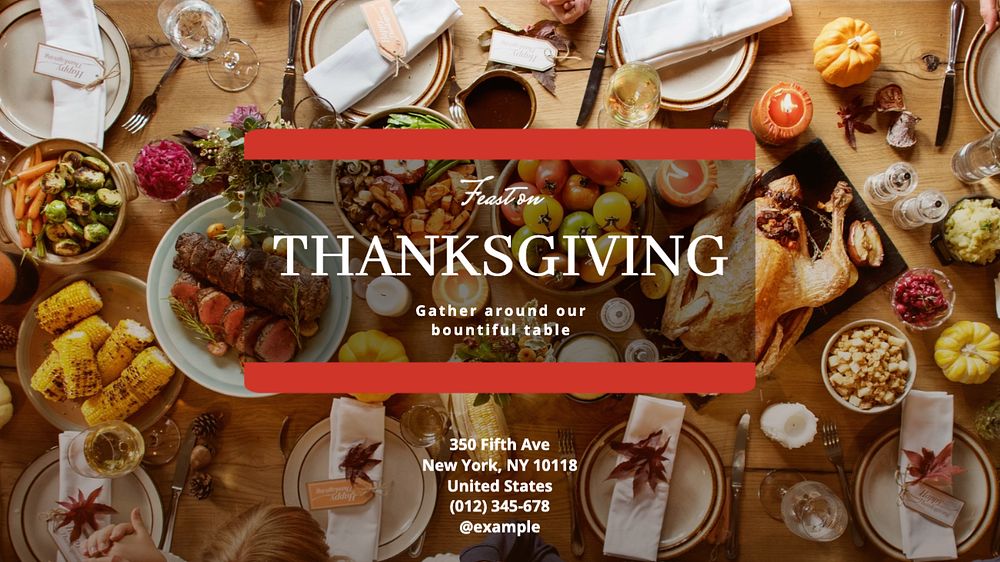 Thanksgiving dinner holiday blog banner template, editable text