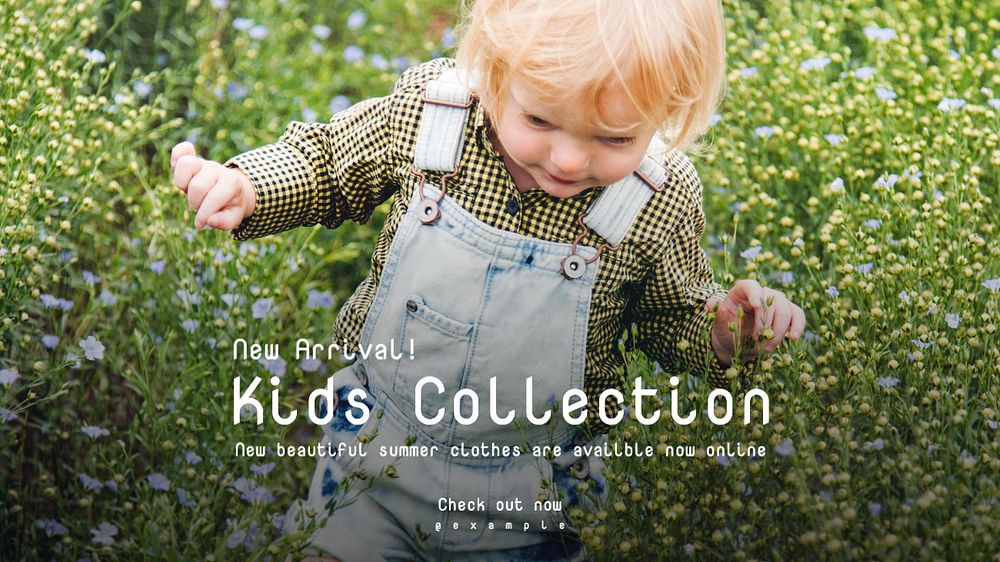 Kids collection  blog banner template, editable text