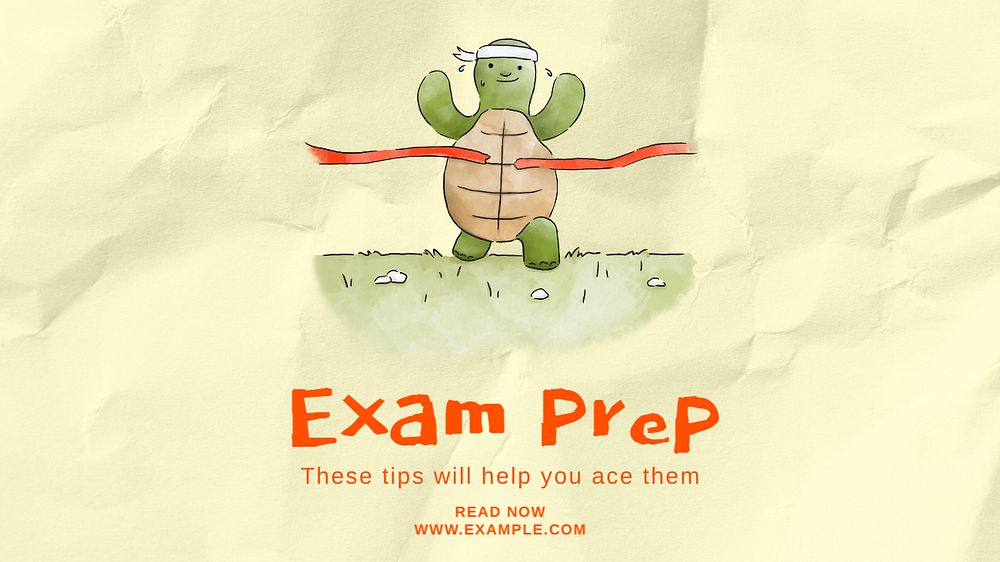 Exam preparation blog banner template, editable text